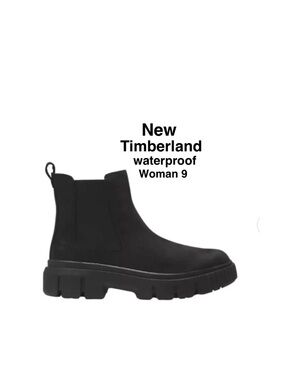 New Timberland waterproof Greyfield Chelsea Boot Size W9 blk grain leather⭐️